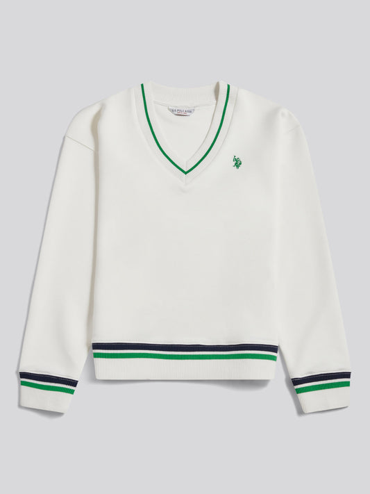 Womens Stripe Crew Neck Sweatshirt Marshmallow