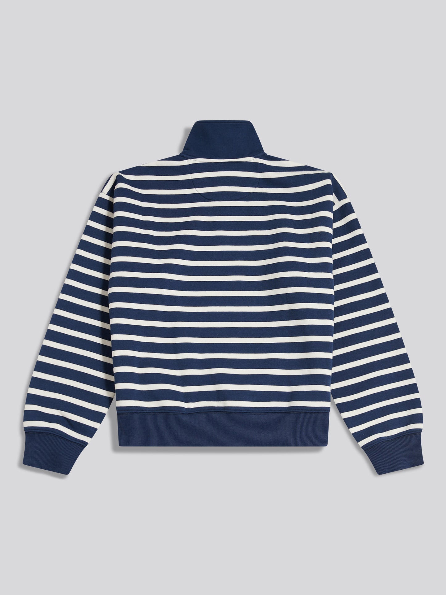 Womens Funnel Neck Stripe Sweatshirt Navy Iris
