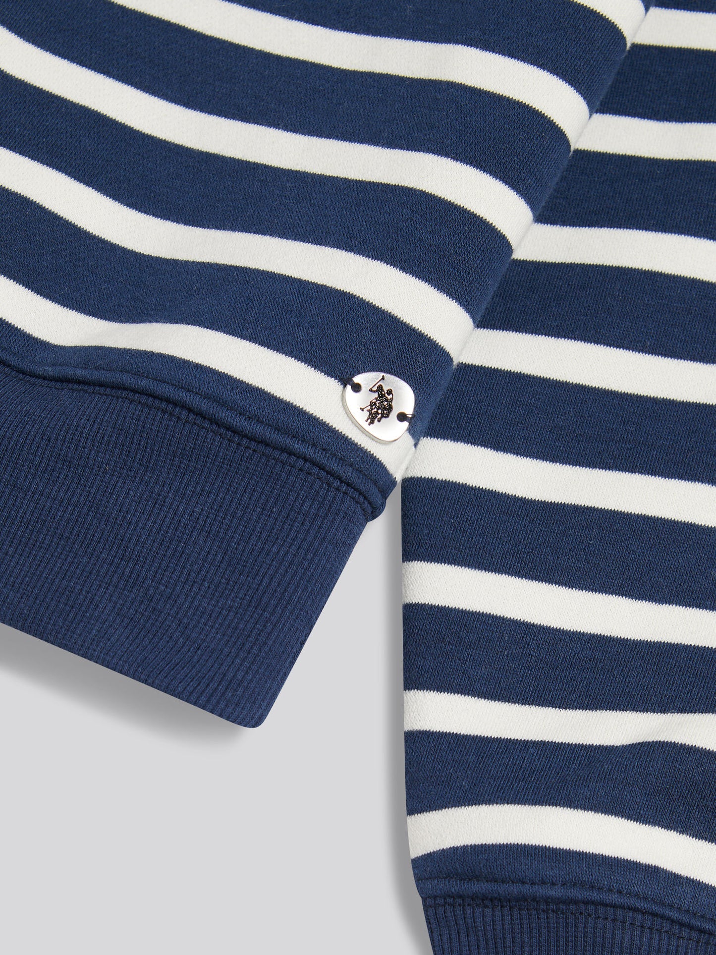 Womens Funnel Neck Stripe Sweatshirt Navy Iris