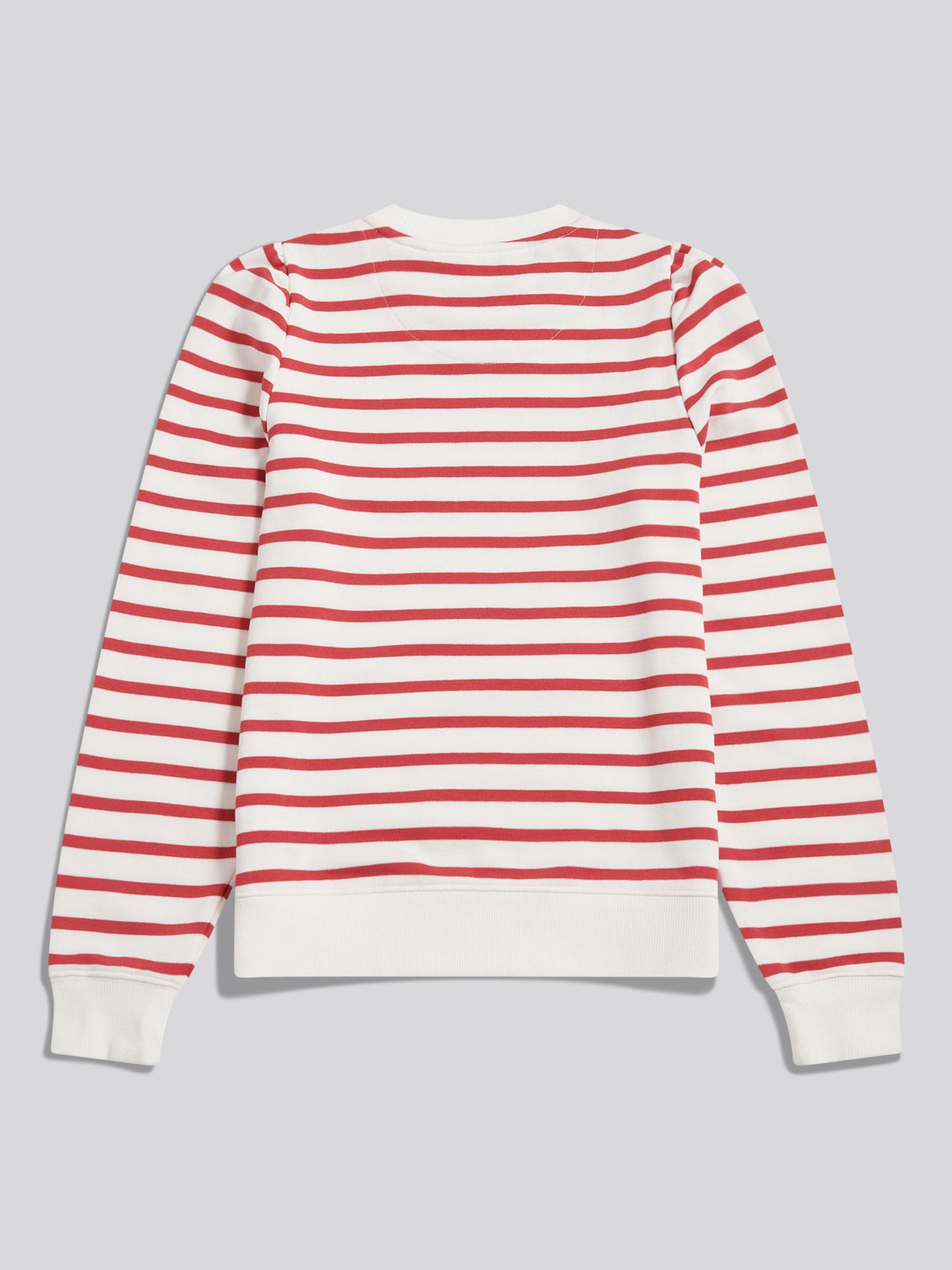 Womens Puff Sleeve Stripe Sweatshirt Mineral Red
