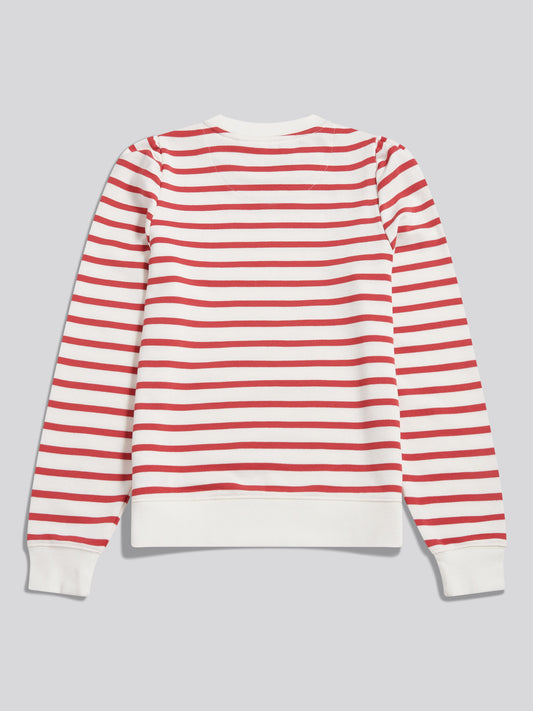 Womens Puff Sleeve Stripe Sweatshirt Mineral Red