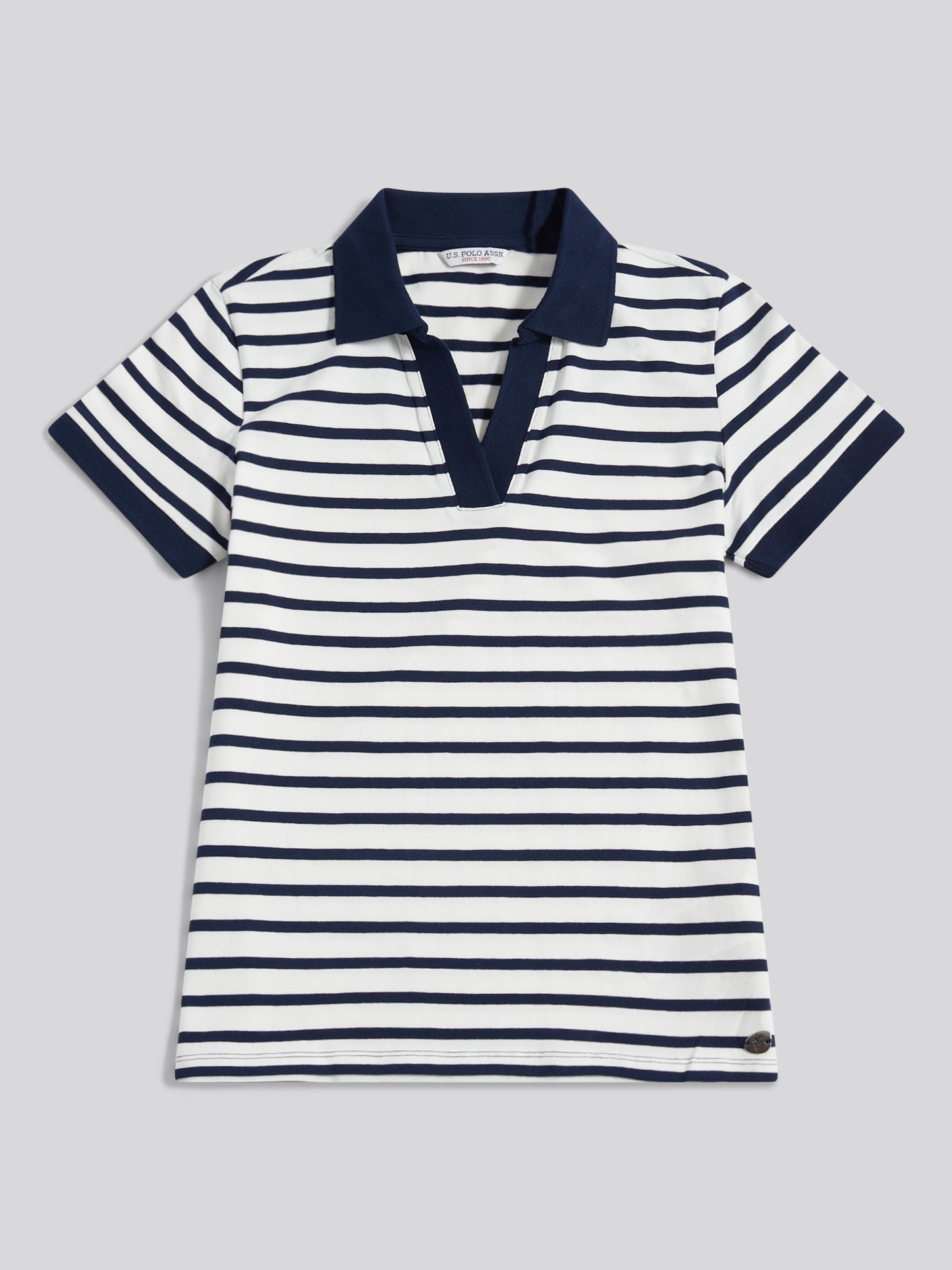 Womens Luxury Stripe Polo Top Marshmallow