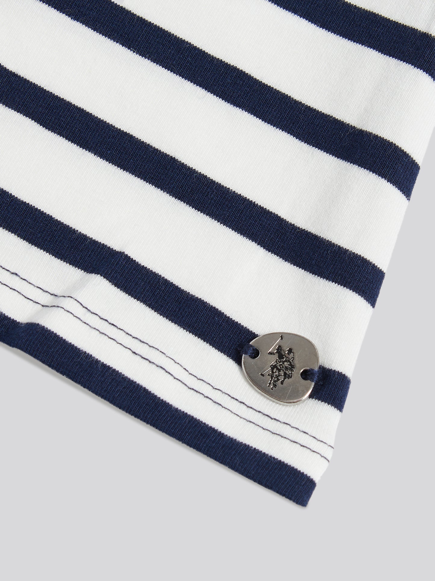 Womens Luxury Stripe Polo Top Marshmallow