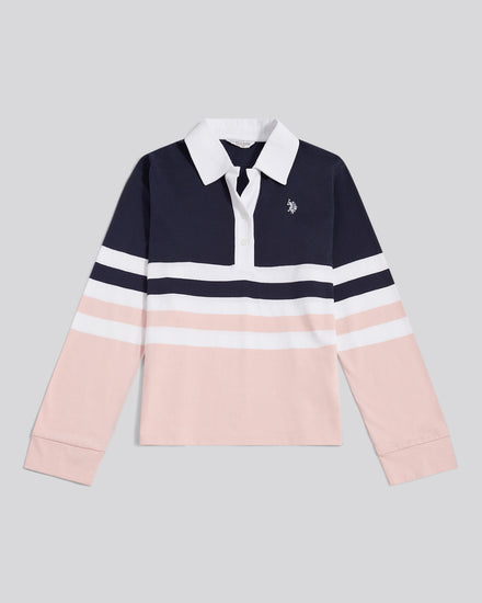 Womens Block Colour Rugby Top Crystal Rose