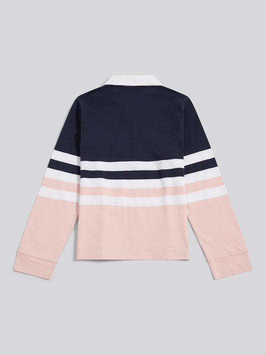 Womens Block Colour Rugby Top Crystal Rose