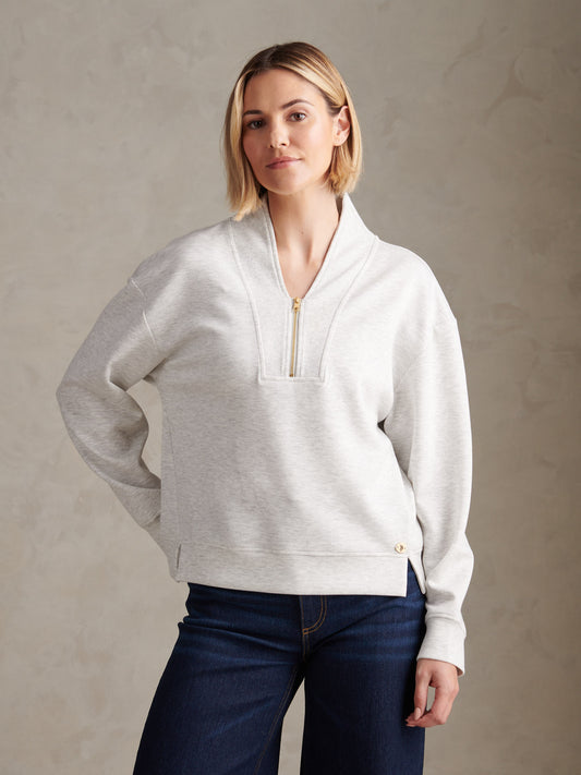 Womens Half Zip Sweatshirt Light Grey Marl WUP