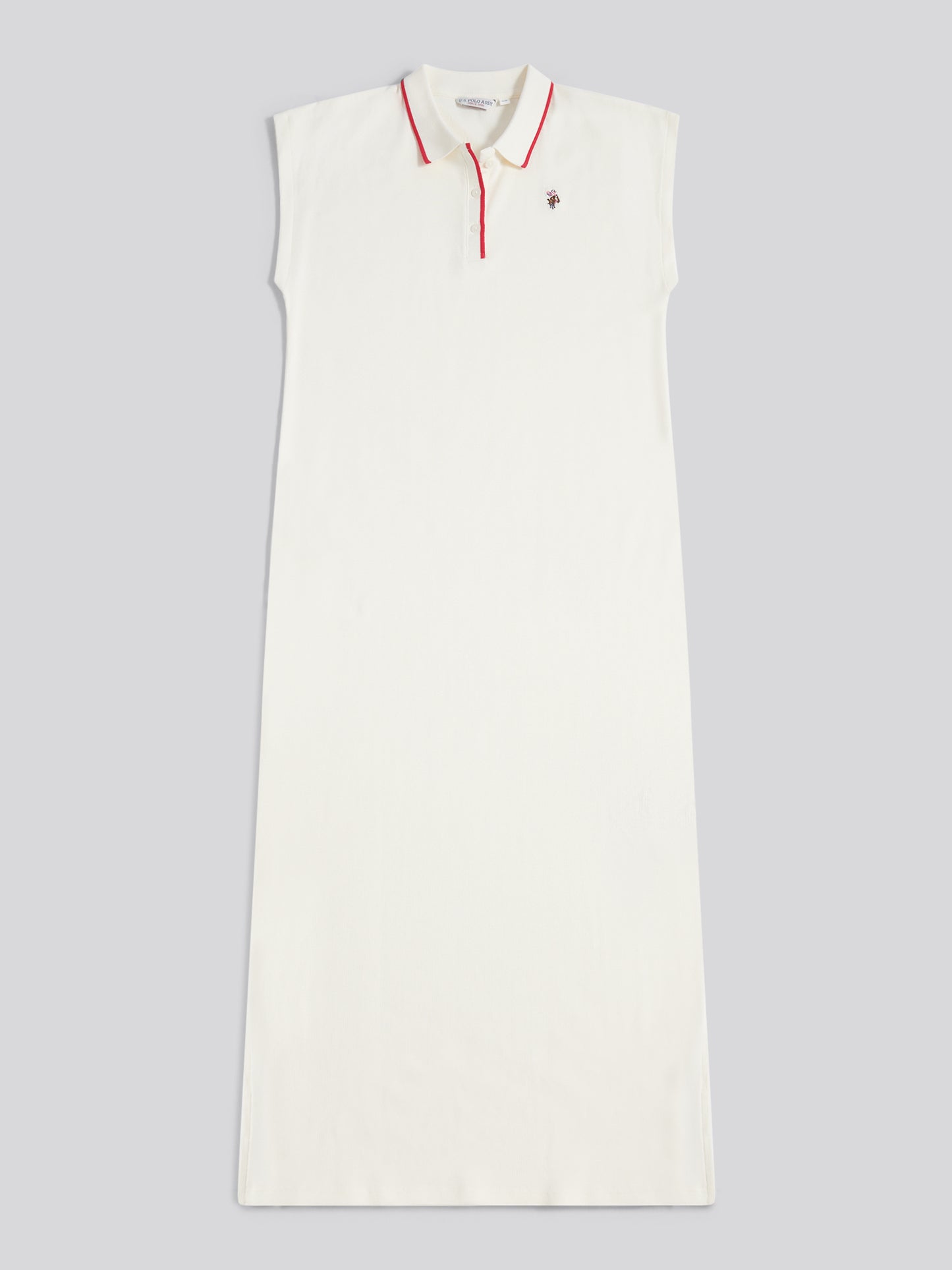 Womens Cap Sleeve Stripe Midi Polo Dress Marshmallow