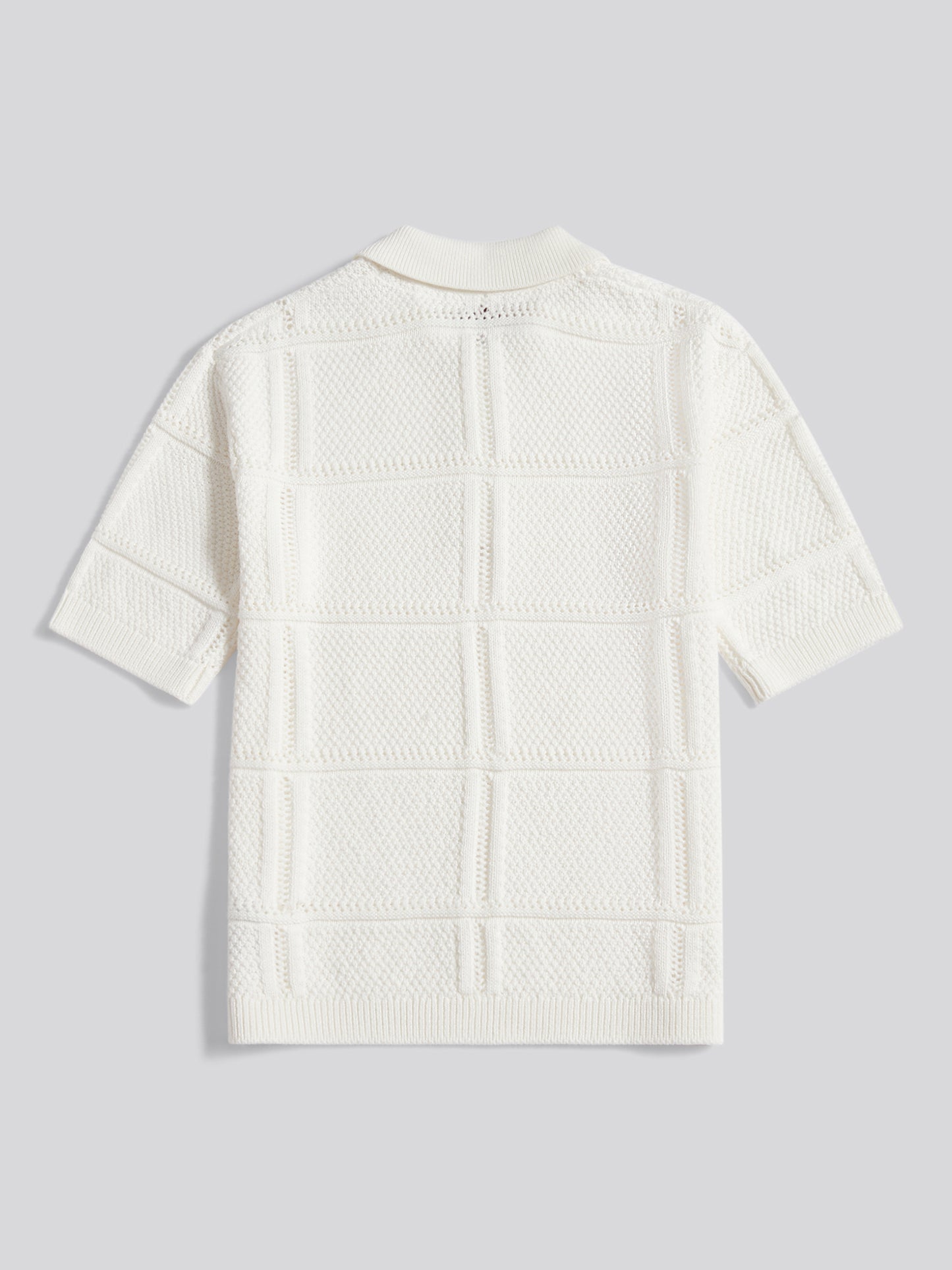 Womens Crochet Knit Polo Shirt Marshmallow
