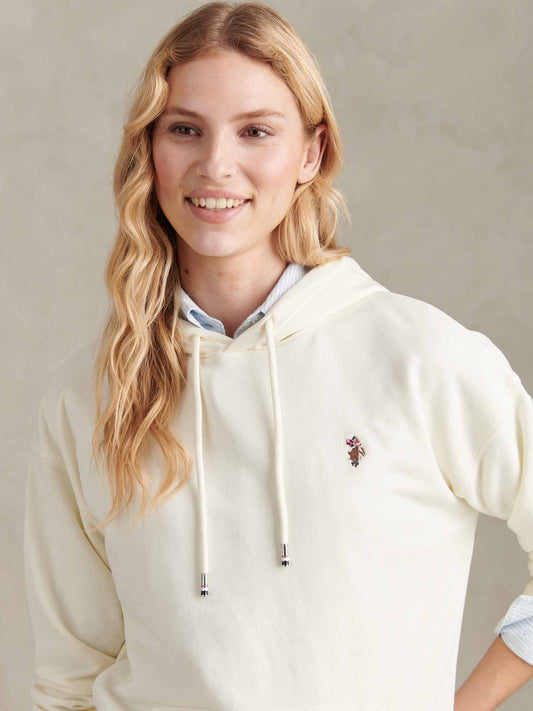 Womens Double Horsemen Logo Hoodie Marshmallow