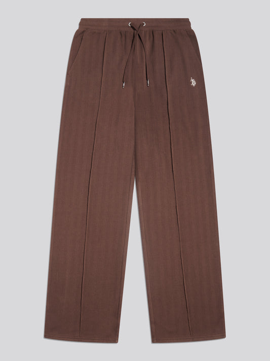 Womens Herringbone Twill Straight Leg Joggers Coffee Bean